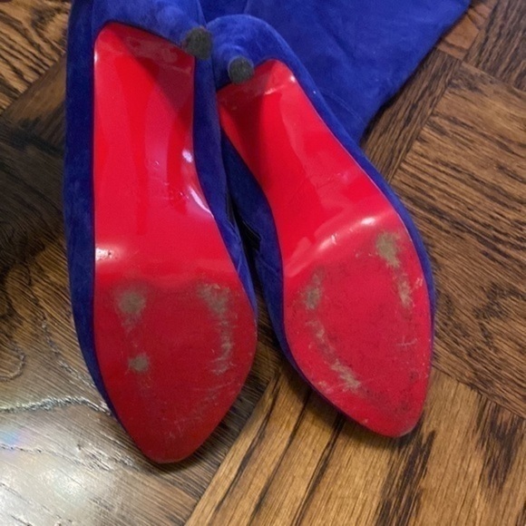 Royal Blue suede with red soles high over knee boots NO BOX - Picture 9 of 11